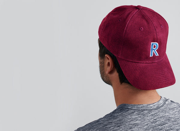 Baseball cap burgundy brushed cotton personalised marloelondon